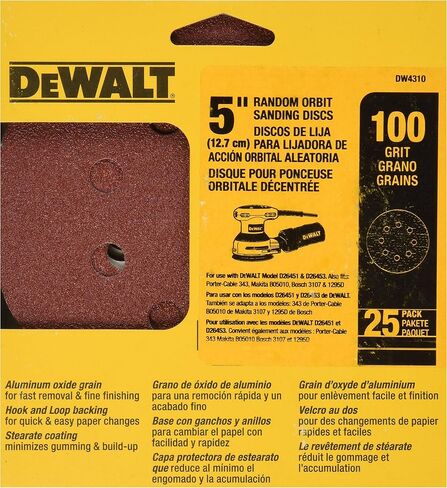 DEWALT DW4314 5-Inch 8 Hole 220 Grit Hook and Loop Random Orbit Sandpaper (25-Pack) in Saudi Arabia