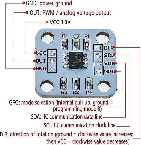جهاز تشفير مغناطيسي AS5600 من دبليو دبليو زد ام دي اي بي، 4 قطع 12 بت، وحدة استشعار لقياس زاوية الحث المغناطيسي 3.3 فولت in Kuwait
