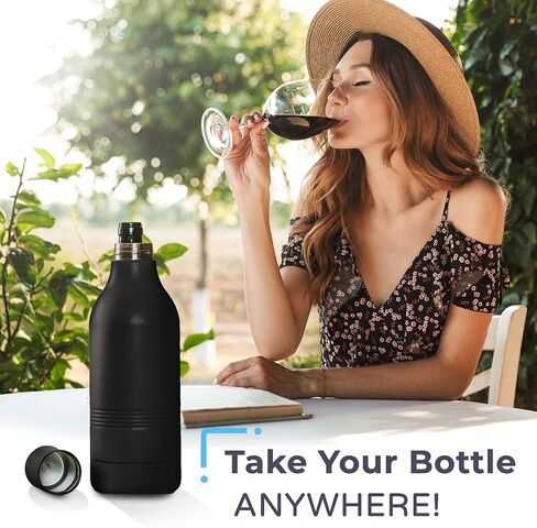 كولي | ترمس زجاجات النبيذ والمشروبات الكحولية | معزول الفولاذ المقاوم للصدأ عازل Hugger Coolie Coozie مبرد زجاجة النبيذ الواقي للسفر لنبيذ الورد الأحمر والأبيض سعة 750 مل | مبرد حامل الشمبانيا المحمول in Saudi Arabia