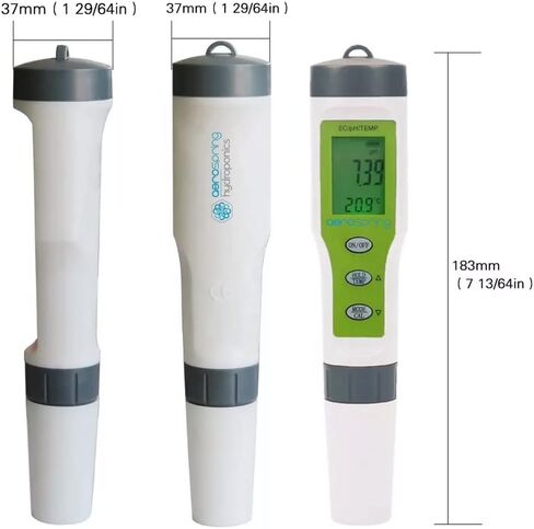 AEROSPRING 3-in-1 Waterproof Multifunction Digital Meter, Measures Electrical Conductivity (EC), pH and Temperature Functions Specially Designed for Hydroponic Systems in Saudi Arabia