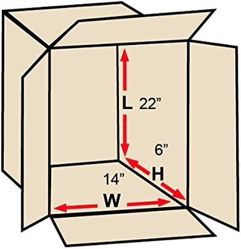 Aviditi 22146 صندوق من الورق المقوى المموج المسطح 22 بوصة طول × 14 بوصة عرض × 6 بوصة ارتفاع، كرافت، للشحن والتعبئة والنقل (عبوة من 20 قطعة) in Kuwait