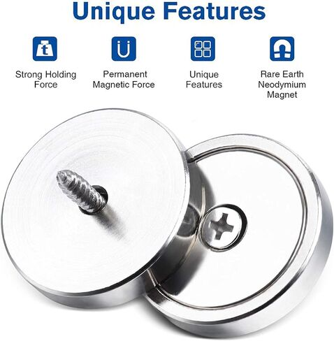 LOVIMAG Strong Magnets, 3 Size Heavy Duty Rare Earth Magnets, Neodymium Cup Magnets with Countersunk Hole and Screw for Wall Mounting, Tool Organizer, Cruise, Fridge, Cabinet Magnets-Pack of 12 in Kuwait