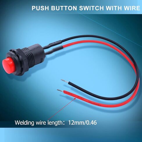Twidec/6 قطعة مفتاح زر الضغط 12 مم SPST ذاتي القفل 6 ألوان إيقاف التشغيل 3A 120VAC مفتاح مع أسلاك ملحومة مسبقًا DS-428-6C-X in Kuwait