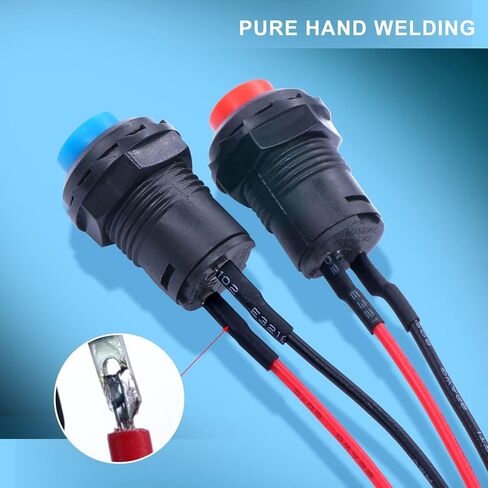 Twidec/6 قطعة مفتاح زر الضغط 12 مم SPST ذاتي القفل 6 ألوان إيقاف التشغيل 3A 120VAC مفتاح مع أسلاك ملحومة مسبقًا DS-428-6C-X in Kuwait
