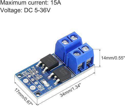 MECCANIXITY DC 5-36V 15A، وحدة محرك مفتاح تشغيل MOS مزدوجة عالية الطاقة، مفتاح منظم قابل للتعديل، حزمة التحكم في سطوع المصباح مكونة من 2 in Kuwait