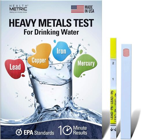 نحاس حديد الرصاص والزئبق - مجموعة اختبار المياه المنزلية لمياه الصنبور والشرب | اختبار جودة سريع ودقيق وفقًا لمعايير EPA | شرائط اختبار سهلة الاستخدام والحساسة مصنوعة في الولايات المتحدة الأمريكية in Kuwait