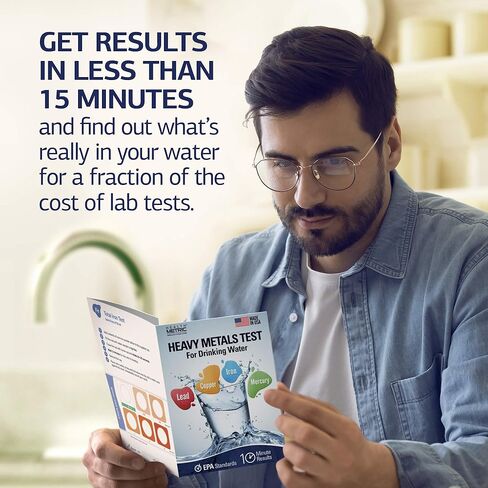 نحاس حديد الرصاص والزئبق - مجموعة اختبار المياه المنزلية لمياه الصنبور والشرب | اختبار جودة سريع ودقيق وفقًا لمعايير EPA | شرائط اختبار سهلة الاستخدام والحساسة مصنوعة في الولايات المتحدة الأمريكية in Kuwait