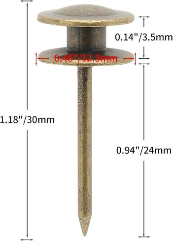 Rierdge Double-Headed Nails for Hanging Pictures, 60 Pcs Wall Nails for Hanging Paintings Decorative Push Pin Hangers Nails for Drywall Cork Board Photo, Bronze in Saudi Arabia