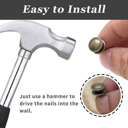 Rierdge Double-Headed Nails for Hanging Pictures, 60 Pcs Wall Nails for Hanging Paintings Decorative Push Pin Hangers Nails for Drywall Cork Board Photo, Bronze in Saudi Arabia
