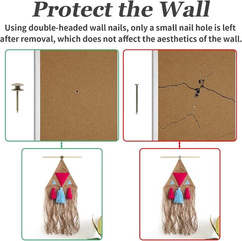 Rierdge Double-Headed Nails for Hanging Pictures, 60 Pcs Wall Nails for Hanging Paintings Decorative Push Pin Hangers Nails for Drywall Cork Board Photo, Bronze in Saudi Arabia
