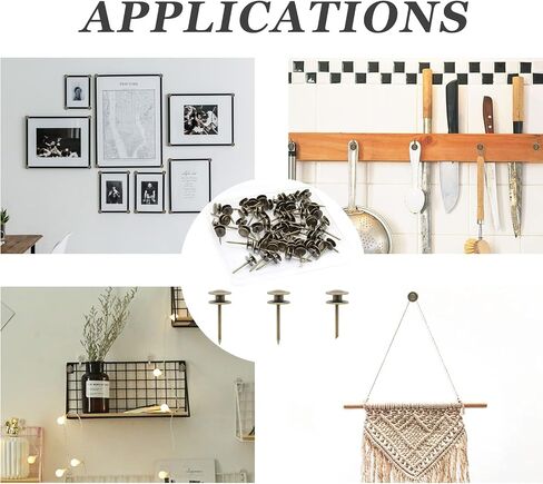 Rierdge Double-Headed Nails for Hanging Pictures, 60 Pcs Wall Nails for Hanging Paintings Decorative Push Pin Hangers Nails for Drywall Cork Board Photo, Bronze in Saudi Arabia