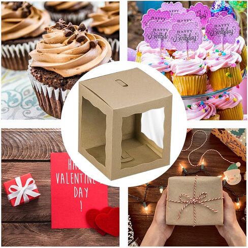 علب حلوى التفاح مع ثقب | (عبوة من 12) صناديق تفاح كراميل لامعة مقاس 4x4x4 بوصة بحواف صدفية | مع مستلزمات Caramel Apple الإضافية | تغليف علب حلوى التفاح | طقم التفاح بالكراميل in Kuwait