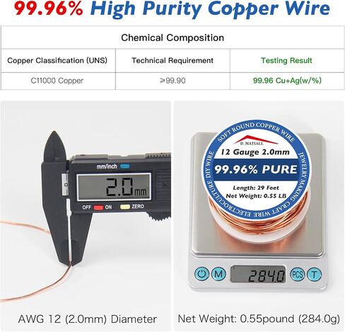 Copper Wire 99.95% Pure – 16 Gauge 1.3mm – 42 Feet, 5.3 Ounce Spool – C11000 Soft Copper Wire Craft Wire for Gardening, Electroculture, Jewelry Making, Beading, Ground Wire & DIY (16 Gauge, 5.3 Ounce) in Saudi Arabia