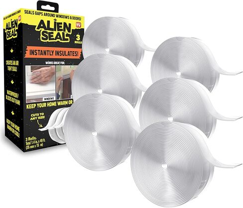 Alien Draft Seal Transparent Silicone Seal Strip Anti-Draft Adhesive and Flexible Flap to Seal Gaps Around Doors Showers and Windows Weather Stripping Insulator Tape As Seen On TV Set of 2 (6 Rolls) in Saudi Arabia