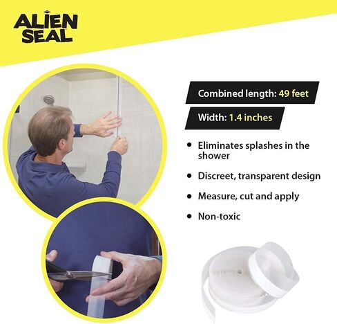 Alien Draft Seal Transparent Silicone Seal Strip Anti-Draft Adhesive and Flexible Flap to Seal Gaps Around Doors Showers and Windows Weather Stripping Insulator Tape As Seen On TV Set of 2 (6 Rolls) in Saudi Arabia