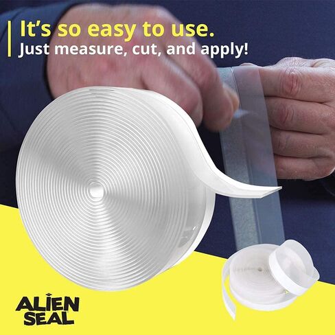 Alien Draft Seal Transparent Silicone Seal Strip Anti-Draft Adhesive and Flexible Flap to Seal Gaps Around Doors Showers and Windows Weather Stripping Insulator Tape As Seen On TV Set of 2 (6 Rolls) in Saudi Arabia