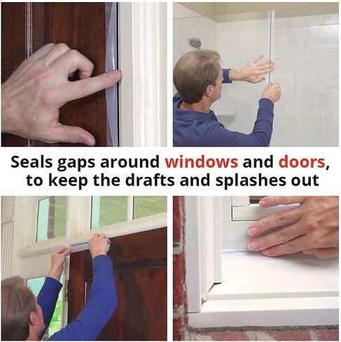 Alien Draft Seal Transparent Silicone Seal Strip Anti-Draft Adhesive and Flexible Flap to Seal Gaps Around Doors Showers and Windows Weather Stripping Insulator Tape As Seen On TV Set of 2 (6 Rolls) in Saudi Arabia