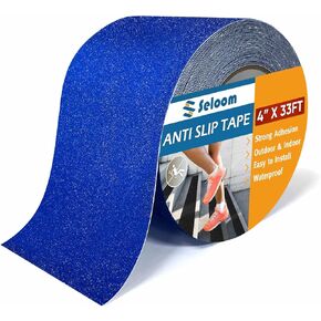 seloom شريط مضاد للانزلاق للسلالم في الهواء الطلق / داخلي، شريط قبضة عالي التحمل غير قابل للانزلاق للسلالم 4 بوصة × 33 قدم، شريط مقاوم للماء مانع للانزلاق شريط احتكاك عالي الجر للسلالم، شرائط لاصقة غير قابلة للانزلاق، أزرق in Kuwait