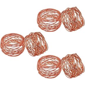 ITOS365 Handmade Copper Antique Round Mesh Napkin Rings Holder for Dinning Table Parties Everyday, Set of 6