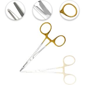 Cynamed TC Olsen Hegar سائق إبرة/خياطة حامل مع إدراجات كربيد التنغستن وخواتم ذهبية - أداة من الدرجة الممتازة - مرقأة مع مقص (6.5 بوصة) in Kuwait