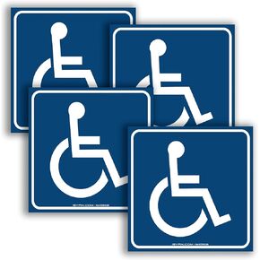 iSYFIX Handicap Signs Stickers Decal Symbol - 4 pack 6x6 inch - ADA Compliant - Premium Front Adhesive Vinyl for Applying inside the Window or Glass Door, Disabled Wheelchair Sign, Disability Sticker. in Saudi Arabia
