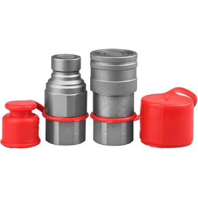 قارنات التوصيل/الوصلات الهيدروليكية ذات التوجيه الانزلاقي 1/2 بوصة SAE Bobcat Kubota ذات الوجه المسطح/وصلات التوصيل السريع، تبادل قارنة التوصيل السريع مع جسم 1/2 بوصة (معيار ISO 16028) + منفذ 1/2 بوصة SAE (3/4 بوصة - 16 ORB) خيط in Kuwait