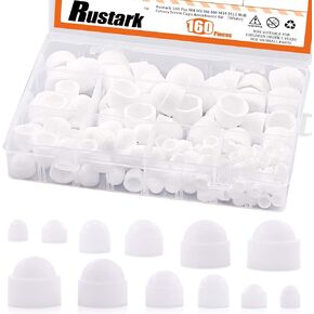160 Pcs Bolt Covers Screw Caps Assortment Kit with Storage Box, M4 M5 M6 M8 M10 M12 Nylon Insert Locknut Protection Cap for Matching Screws or Bolts (White) in Kuwait