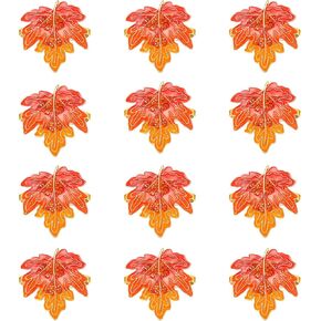 12PCS Thanksgiving Napkin Rings Set, Harvest Maple Leaf Turkey Pumpkin Fall Napkin Rings, Autumn Holiday Napkin Holders for Party Gathering Dinner Table Decor (Maple Leaf)