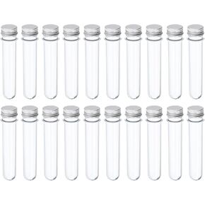 YOKIVE 80Pcs 45ml Plastic Test Tube with Screw Caps, Aluminum Lid | Great for Home Decorations, Lab, Daily Use (Clear, 140x25mm) in Kuwait