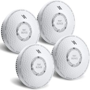 Ecoey Smoke Detector Carbon Monoxide Detector Combo, 10-Year Battery Combination Smoke Carbon Monoxide Alarm, Fire and CO Alarm with Test and Silence Function,1 Pack