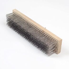 12" Heavy-Duty Rough Surface Floor Brush,Stainless Steel Wire Large Deck Scrub Brush 12" x 2.7" Removes Snow, Dirt & Grime on Drivways, Steps, Patios, Decks, Tile, Cement Without Stick (12") in Saudi Arabia