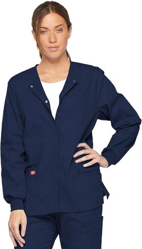 سترة Dickies النسائية المميزة بتوقيع Eds Scrubs Missy Fit Snap Front Warm-up in Kuwait