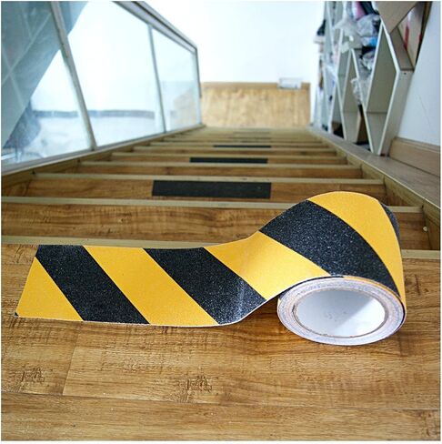 BigTron 10cm x 5m أشرطة تحذيرية قوية غير قابلة للانزلاق شريط مضاد للانزلاق للداخلية والخارجية (أسود وأصفر) in Kuwait