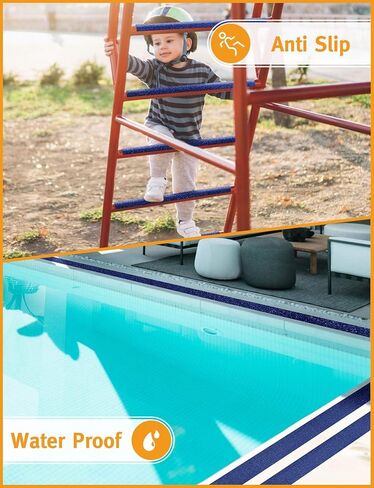 seloom شريط مضاد للانزلاق للسلالم في الهواء الطلق / داخلي، شريط قبضة عالي التحمل غير قابل للانزلاق للسلالم 4 بوصة × 33 قدم، شريط مقاوم للماء مانع للانزلاق شريط احتكاك عالي الجر للسلالم، شرائط لاصقة غير قابلة للانزلاق، أزرق in Kuwait