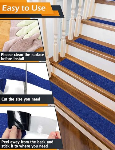 seloom شريط مضاد للانزلاق للسلالم في الهواء الطلق / داخلي، شريط قبضة عالي التحمل غير قابل للانزلاق للسلالم 4 بوصة × 33 قدم، شريط مقاوم للماء مانع للانزلاق شريط احتكاك عالي الجر للسلالم، شرائط لاصقة غير قابلة للانزلاق، أزرق in Kuwait