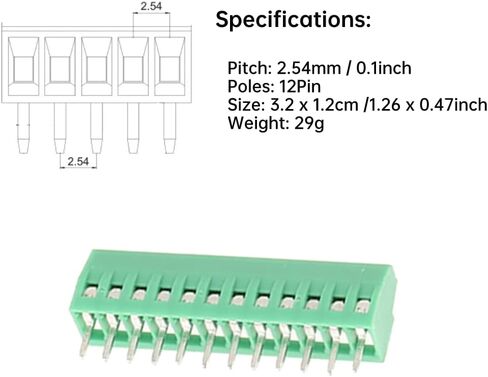 10 قطعة موصلات كتلة المحطة، 12 دبوس 2.54 مم درجة تركيب الطاقة PCB برغي موصل كتلة المحطة الخضراء in Kuwait