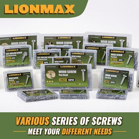 LIONMAX #10 × 1" Self Drilling Screws, Hex Washer Head Sheet Metal Screws, 304 Stainless Steel 18-8, Anti-Corrosion, 50 PCS in Saudi Arabia