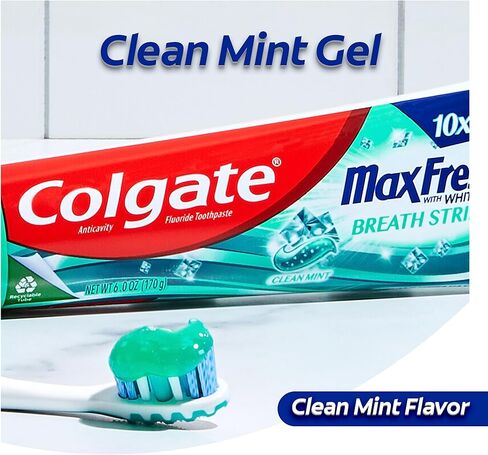 Colgate Max Fresh with Whitening Toothpaste with Mini Breath Strips, Clean Mint Toothpaste for Bad Breath, 6.3 Oz Tube. 3 Pack in Kuwait
