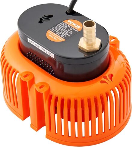 مضخة غطاء حمام السباحة VEVOR، 1/10 HP 540 GPH مضخة غاطسة غاطسة، مضخة إزالة المياه لتصريف حمام السباحة مع 3 محولات خرطوم | خرطوم صرف 16 قدم | سلك كهرباء 25 قدم، برتقالي in Kuwait