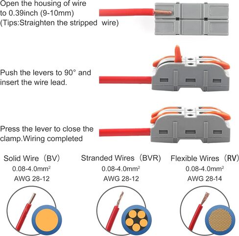 DIY YOU 55pcs Lever Nut Wire Connectors,1 to 1 Inline Wire Connectors kit for Quick Connect,Push in Compact Splicing Electrical Connectors Butt Terminals for Circuit Inline 28-12 AWG in Saudi Arabia