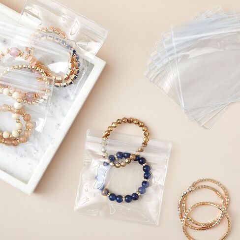 Stockroom Plus 100 Pack Clear Plastic Bags for Jewelry, Earrings, Necklaces, Mini Resealable Bags for Small Business (3.15 x 4.75 In) in Kuwait