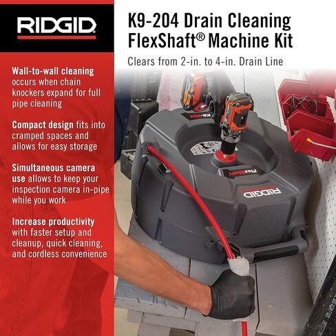 RIDGID 64273 نموذج K9-204 مجموعة آلة تنظيف الصرف FlexShaft لأنابيب 2 "-4" in Kuwait