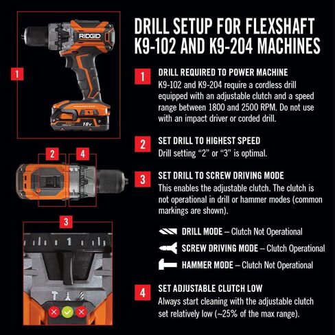 RIDGID 64273 نموذج K9-204 مجموعة آلة تنظيف الصرف FlexShaft لأنابيب 2 "-4" in Kuwait