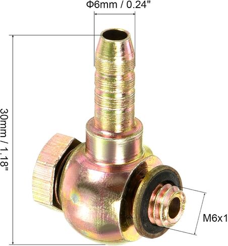 PATIKIL خرطوم بارب تركيب الكوع 8 مم شائك M14x1.5 خيط ذكر، 2 حزمة محولات أنابيب الصلب الكربوني موصلات لزيت الوقود والماء الهواء، ذهبي in Kuwait