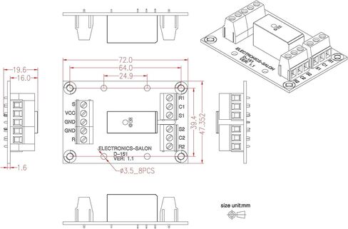 ELECTRONICS-SALON ثنائي الاستقرار/الإغلاق DPDT 8 أمبير وحدة تتابع الطاقة، ملف DC12V، RT424F12 in Kuwait