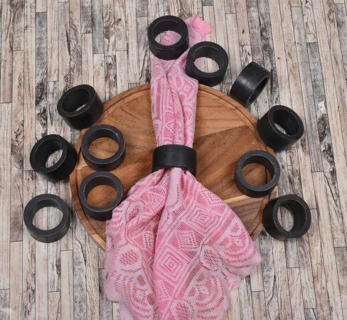 EDHAS Handmade Mango Wood Napkin Ring Set of 12 Decorative Holiday Napkin Rings for Thanksgiving Christmas Table Decoration in Kuwait