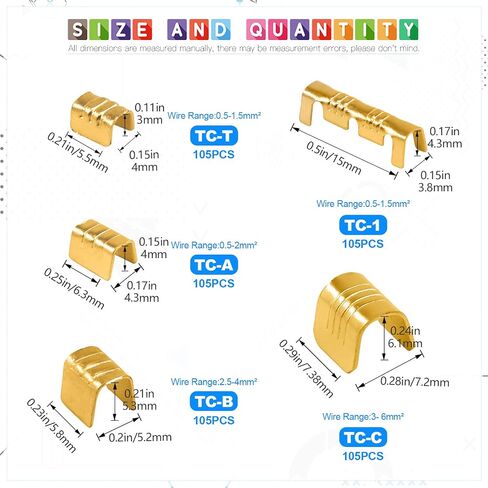 Glarks 525Pcs U Shape Copper Wire CrimpTerminal Assortment Set Non-Insulated Copper Ring Spade Butt Lugs Open Barrel Connectors Kit in Saudi Arabia