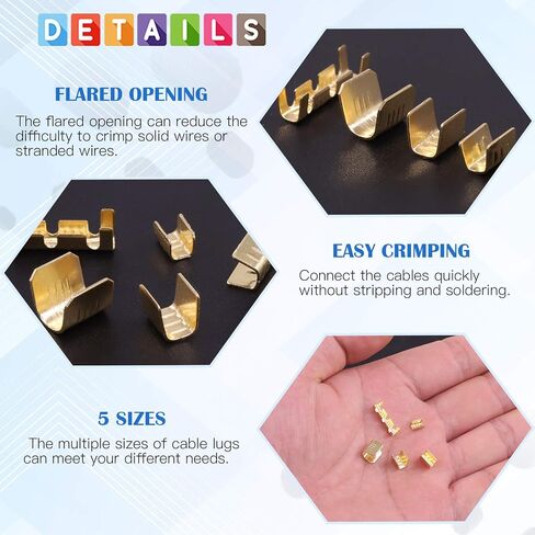 Glarks 525Pcs U Shape Copper Wire CrimpTerminal Assortment Set Non-Insulated Copper Ring Spade Butt Lugs Open Barrel Connectors Kit in Saudi Arabia