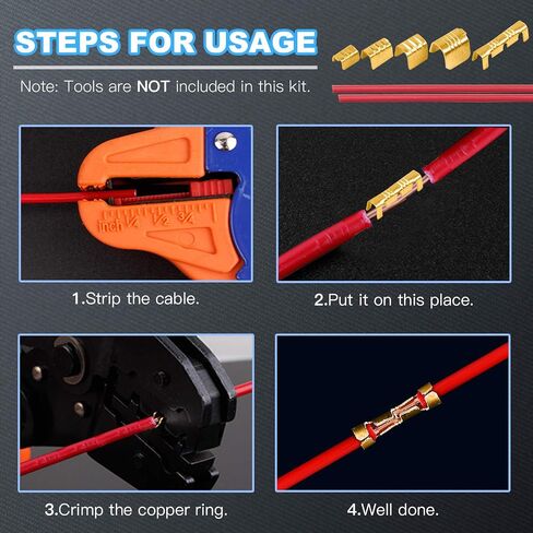 Glarks 525Pcs U Shape Copper Wire CrimpTerminal Assortment Set Non-Insulated Copper Ring Spade Butt Lugs Open Barrel Connectors Kit in Saudi Arabia