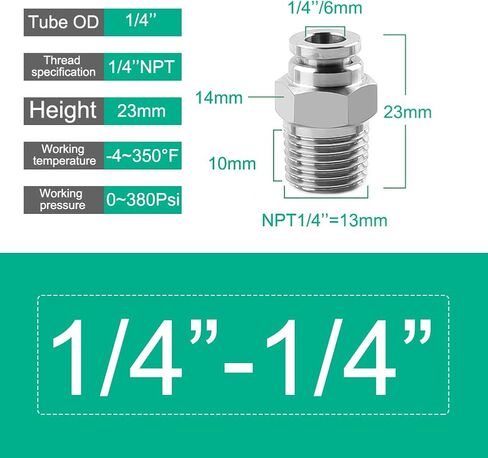 1Pack Pneumatic Stainless Steel Male Straight 1/2" Tube OD x 1/2" NPT Thread Push to Connect Air Fittings,Air Line Hose Fittings Kit Connector(1, 1/2''OD X 1/2''NPT) in Saudi Arabia